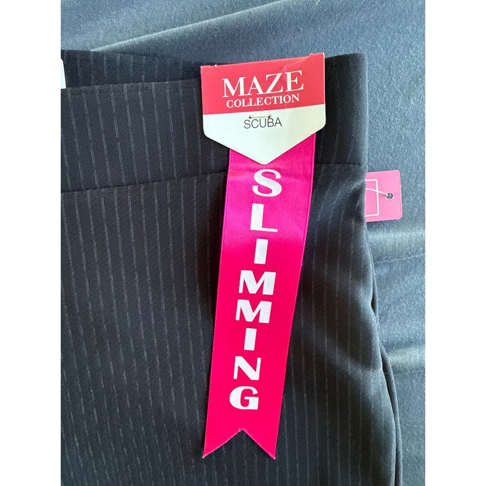 Maze Collection Scuba Slimming Pinstripe Pants Womens PL Black Petite Pull On - Picture 3 of 8